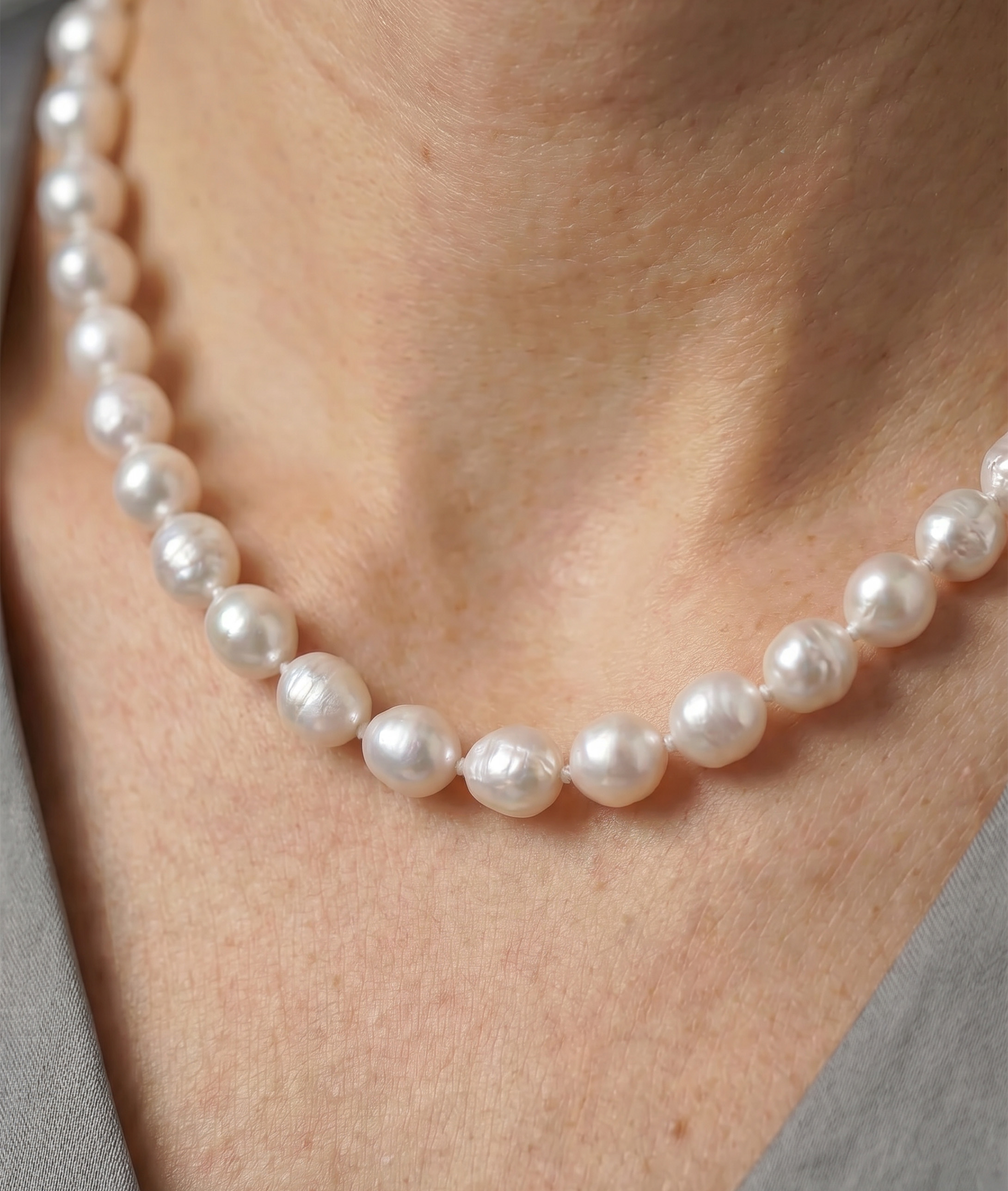 8.0-8.5mm Japanese Akoya Baroque Pearl Necklace - Secondary Image