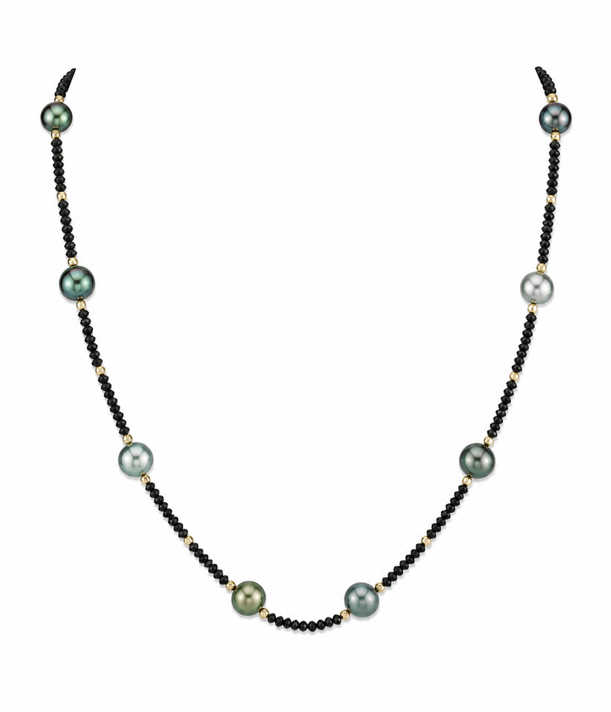 10-11mm Tahitian South Sea Multicolor Pearl & Gemstone Necklace