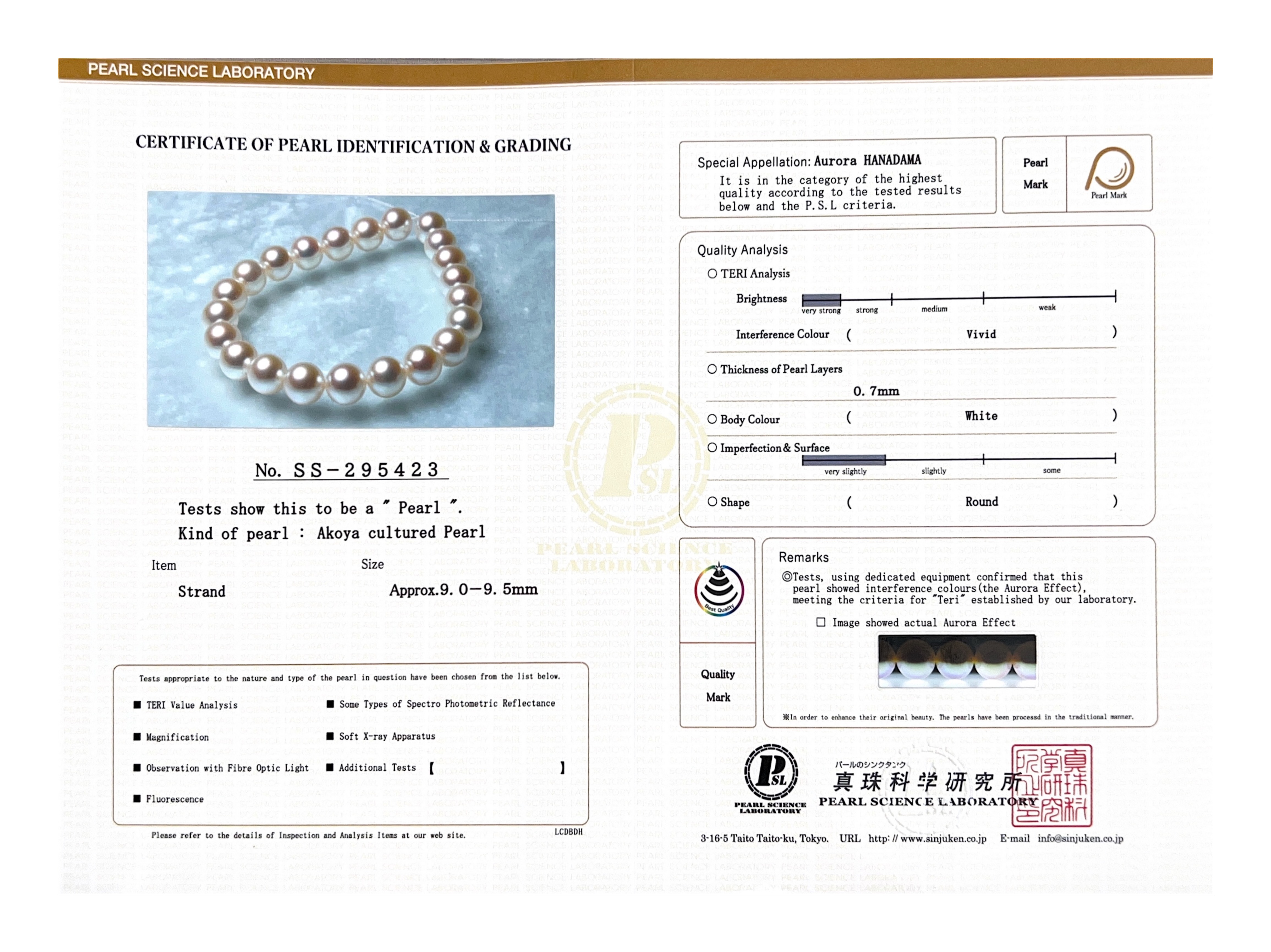 9.0-9.5mm Hanadama Akoya White Pearl Bracelet