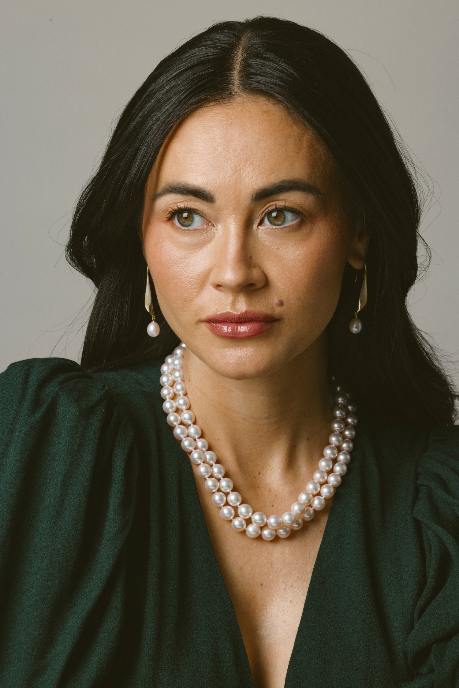 9.5-10.0mm Hanadama Akoya White Pearl Double Strand Necklace