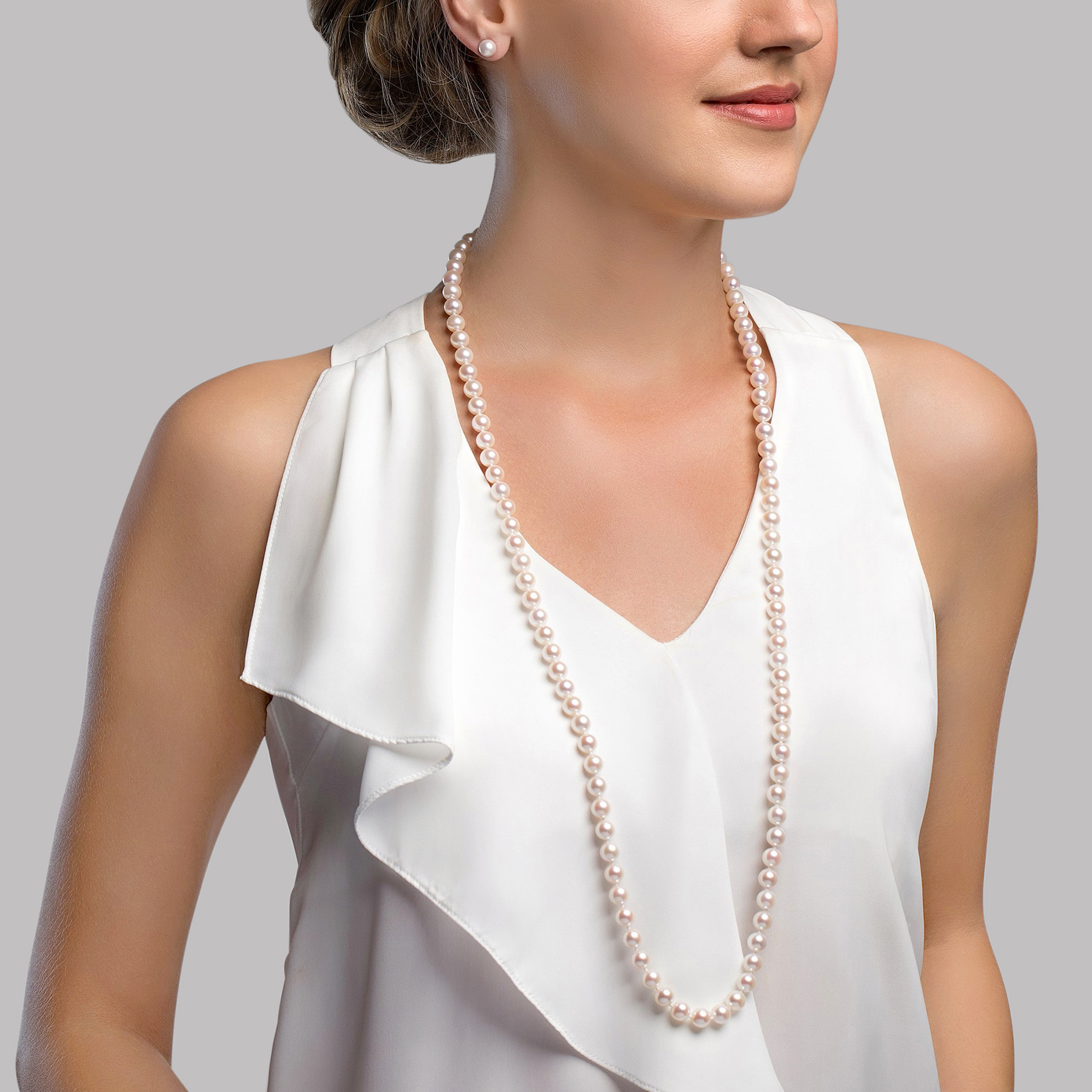 6.5-7.0mm Opera Length Japanese Akoya Pearl Necklace