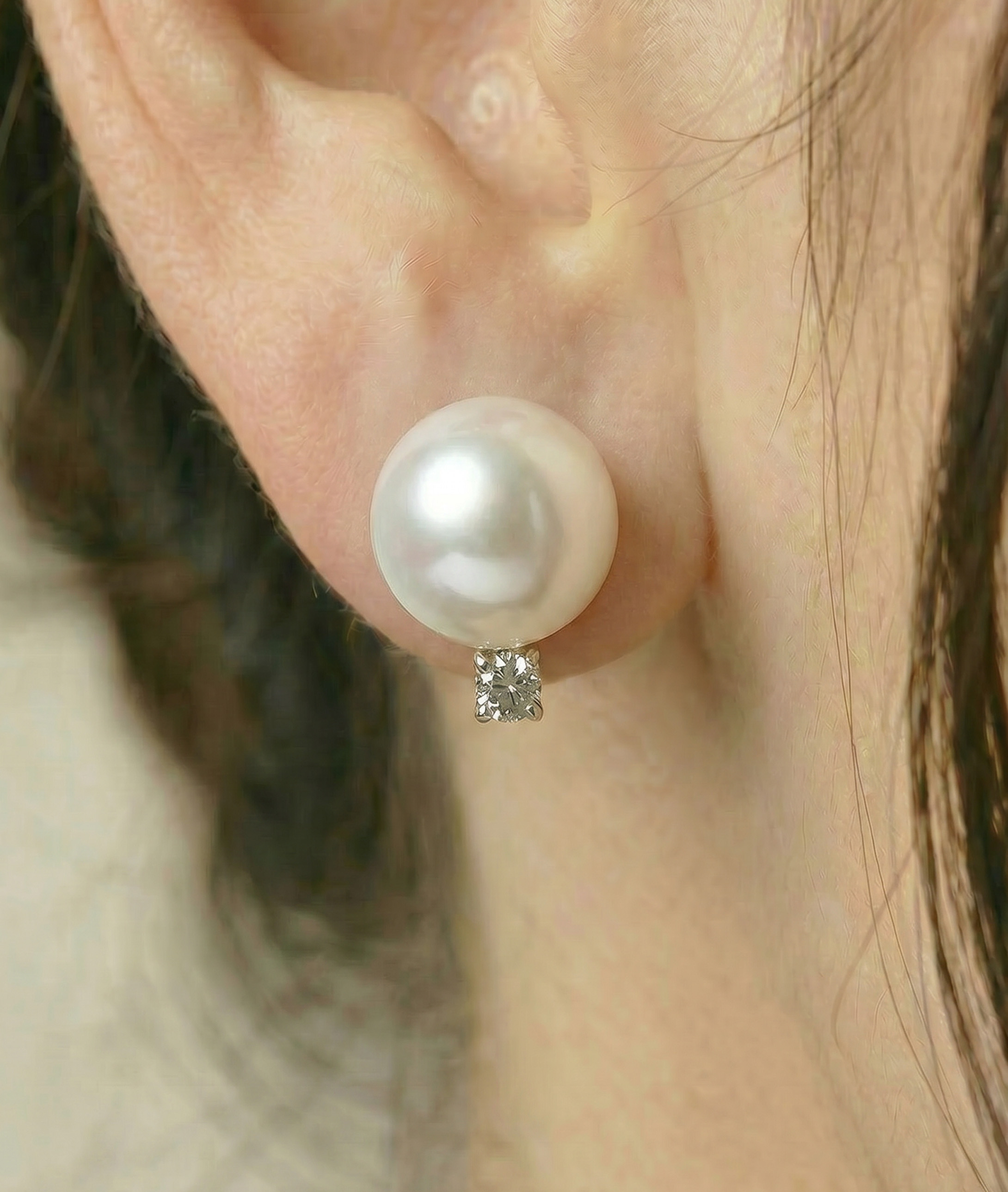 White South Sea Pearl & Diamond Sasha Earrings - Secondary Image