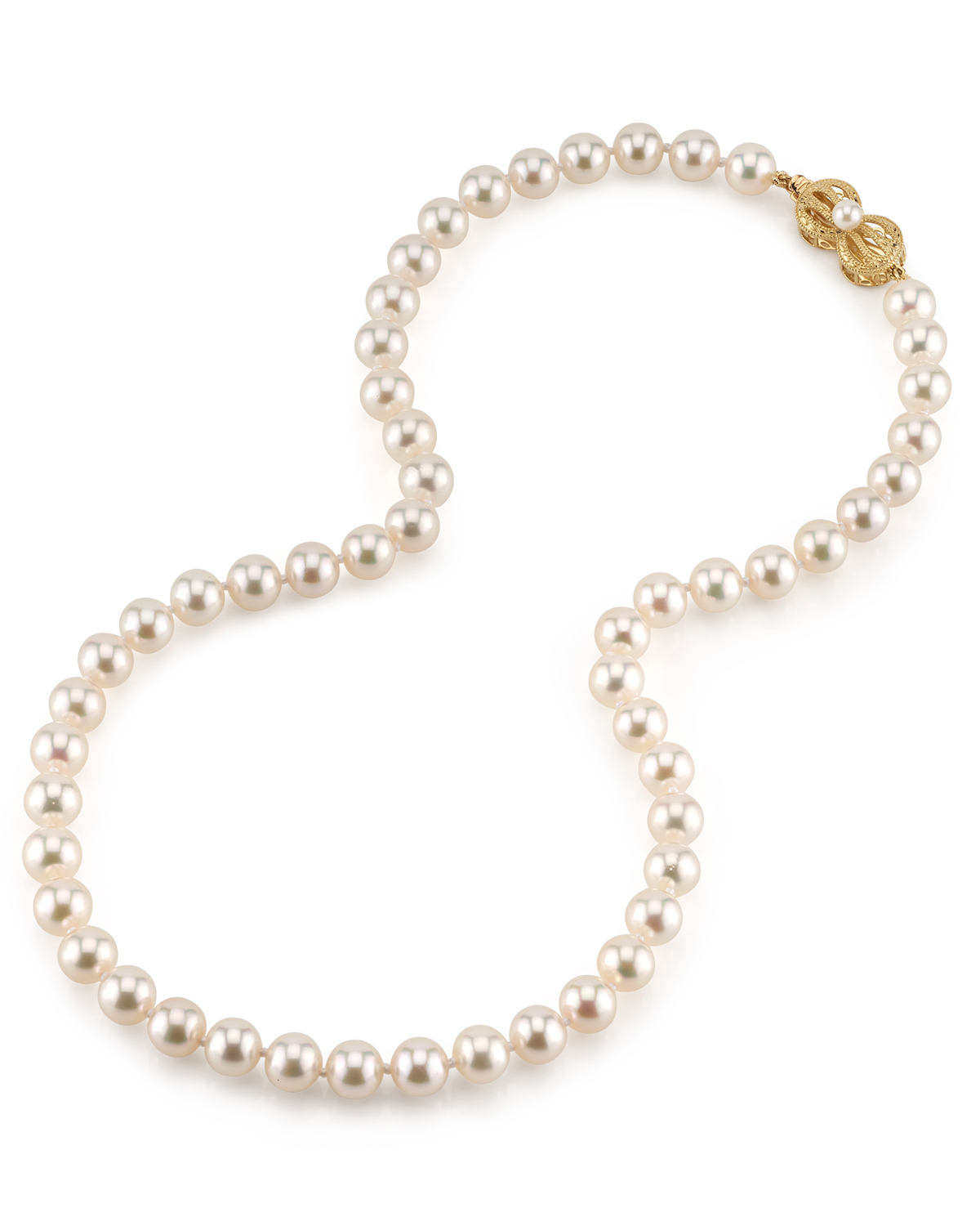 GIA Certified 7.5-8.0mm Japanese Akoya White Pearl Necklace - AAA Quality