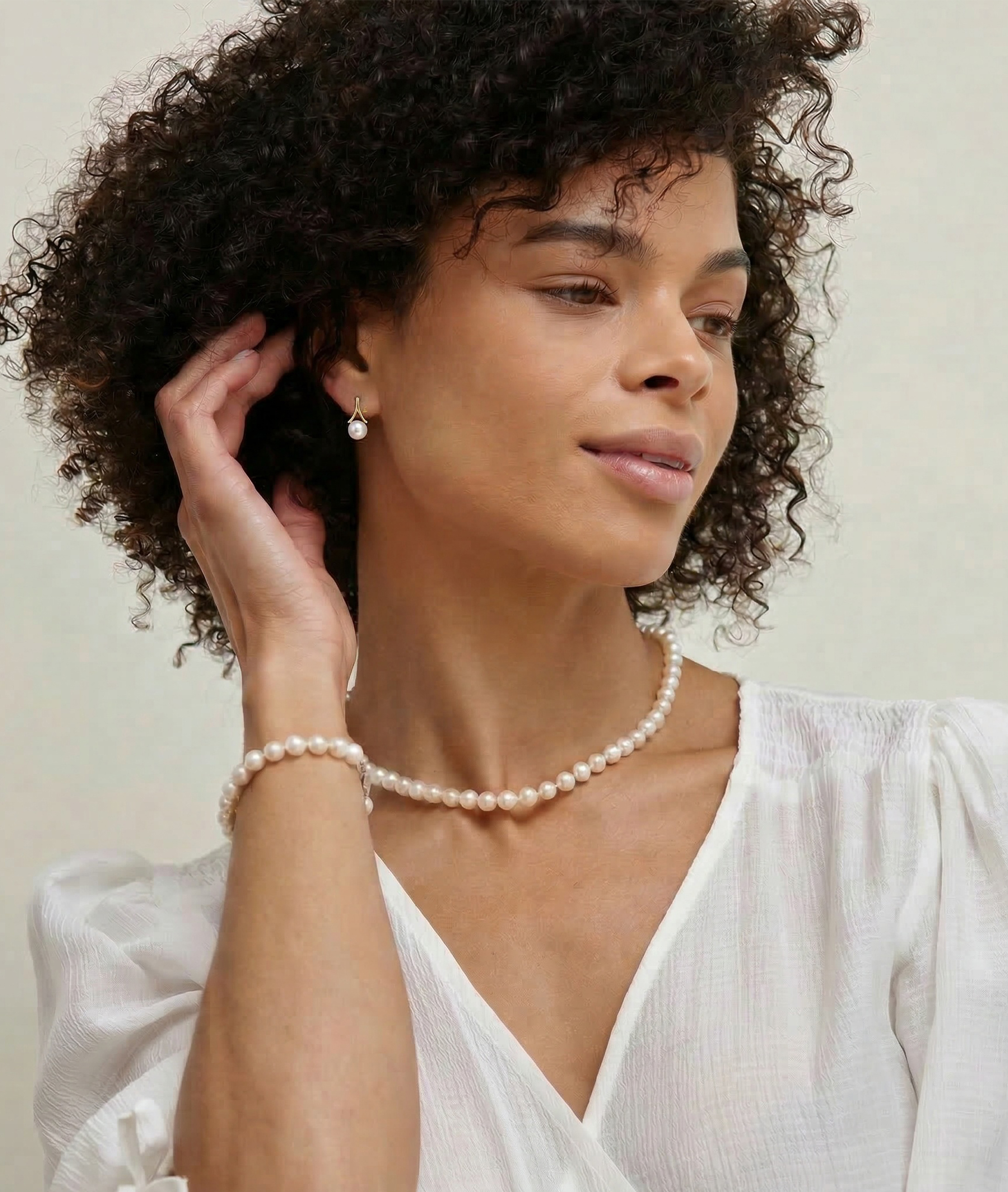 Freshwater Pearl Lindsey Earrings - Model Image