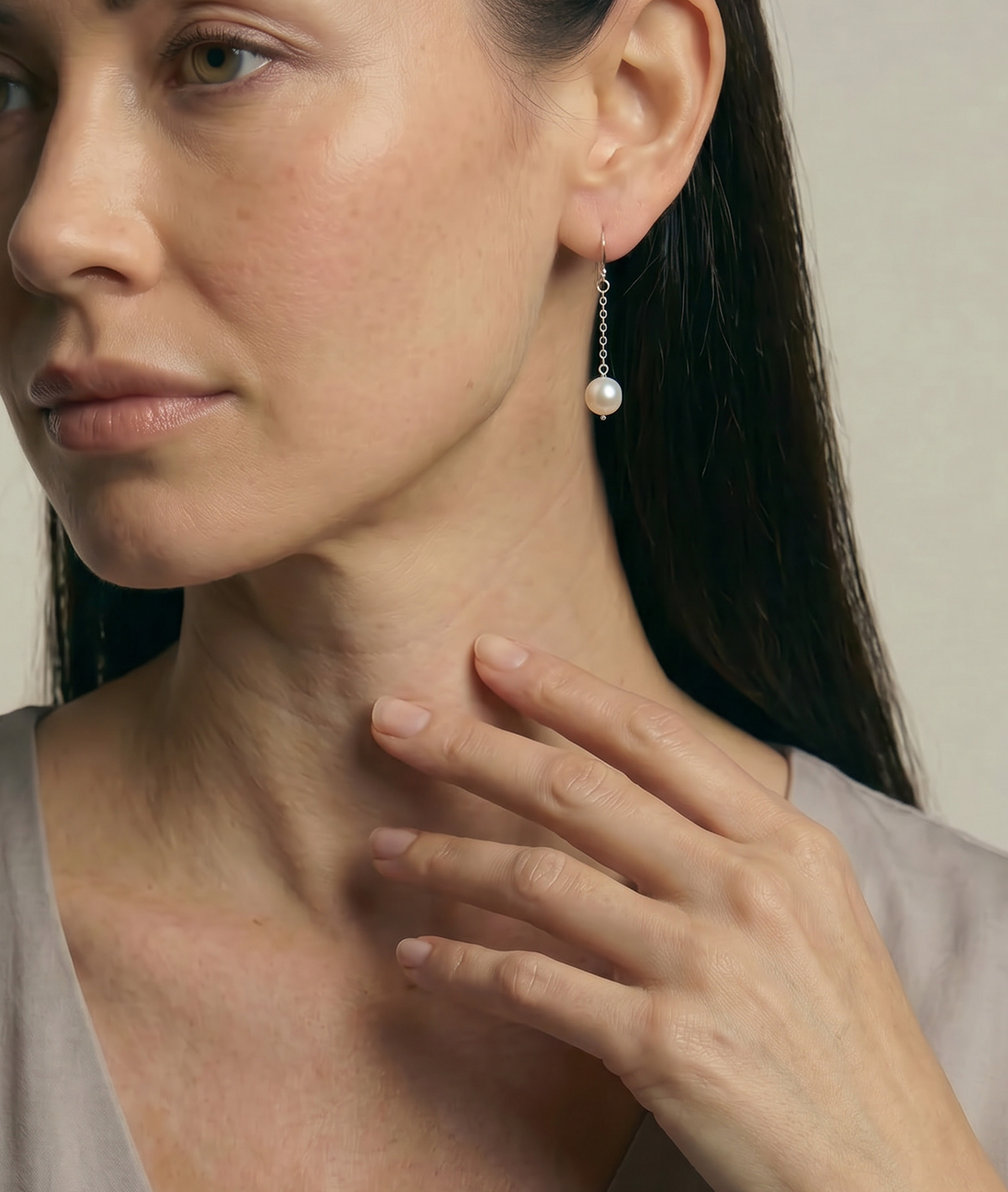 Freshwater Pearl Sandra Earrings - Model Image