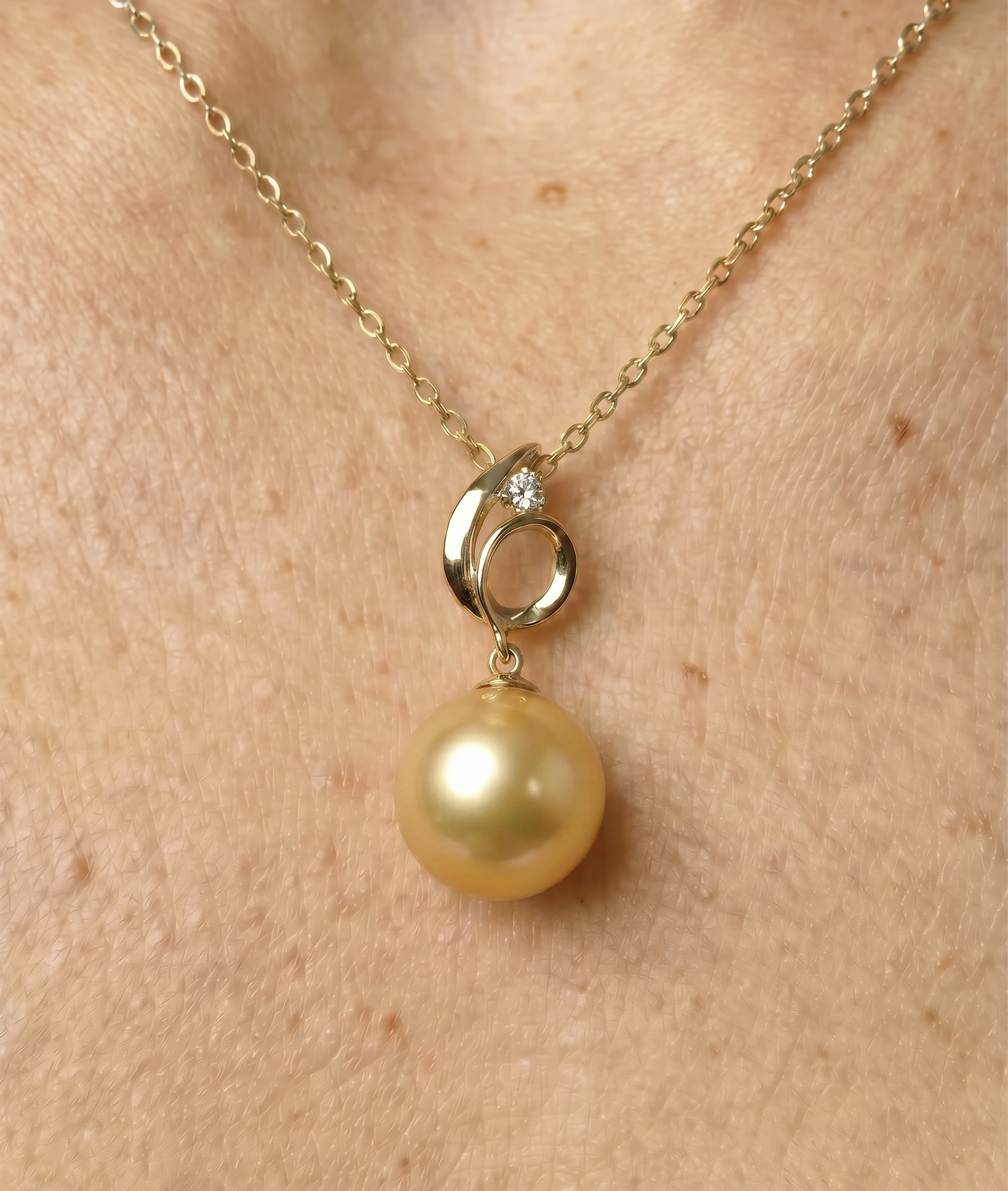 14K Gold Golden Pearl & Diamond Symphony Pendant - Secondary Image