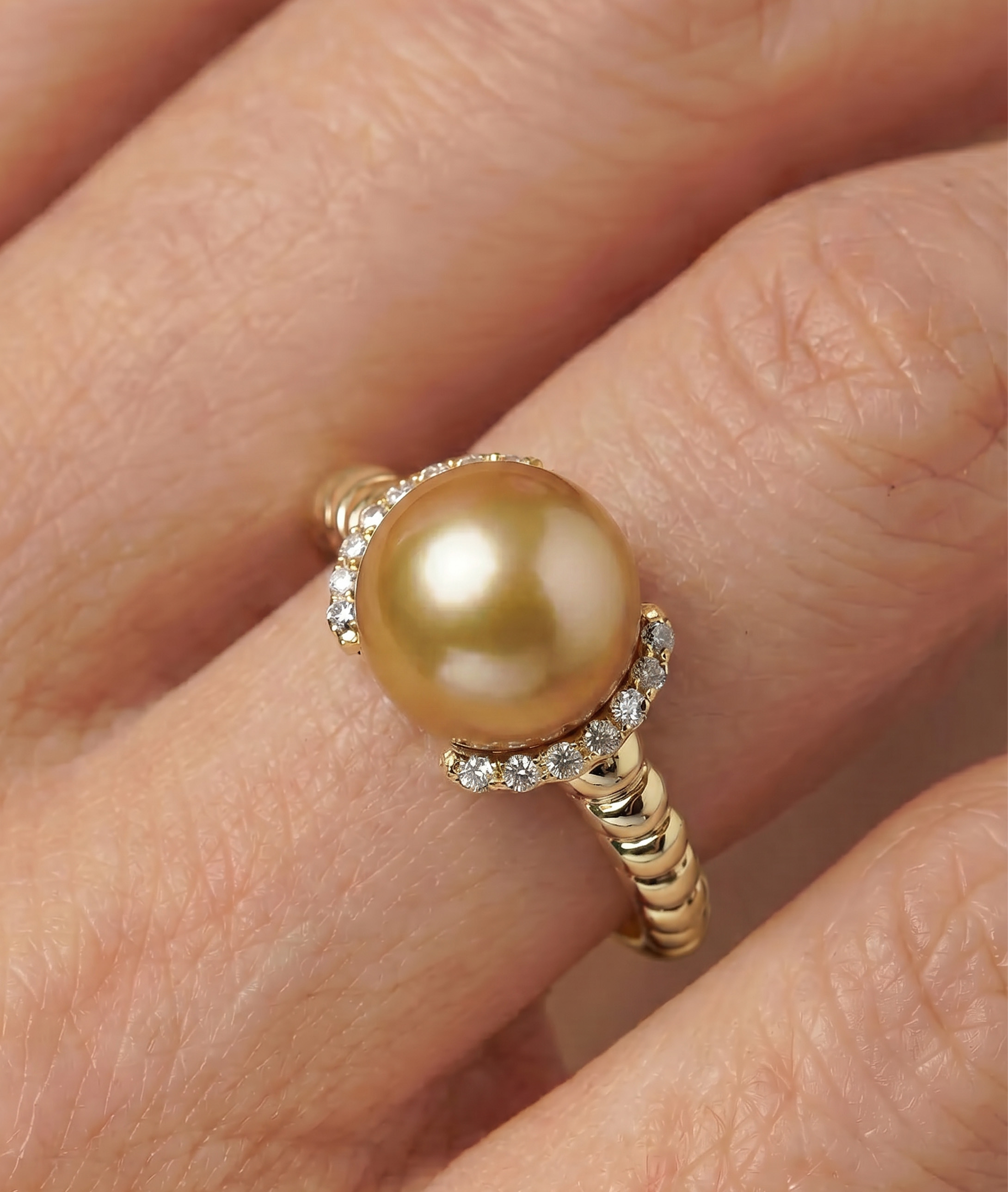 Golden South Sea Pearl & Diamond Jackie Ring - Secondary Image