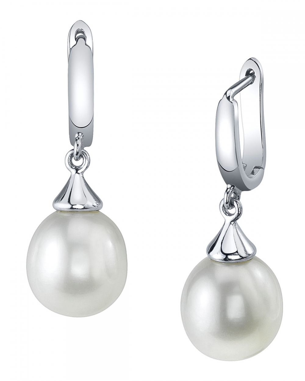 White Freshwater Teardrop Pearl Leverback Earrings