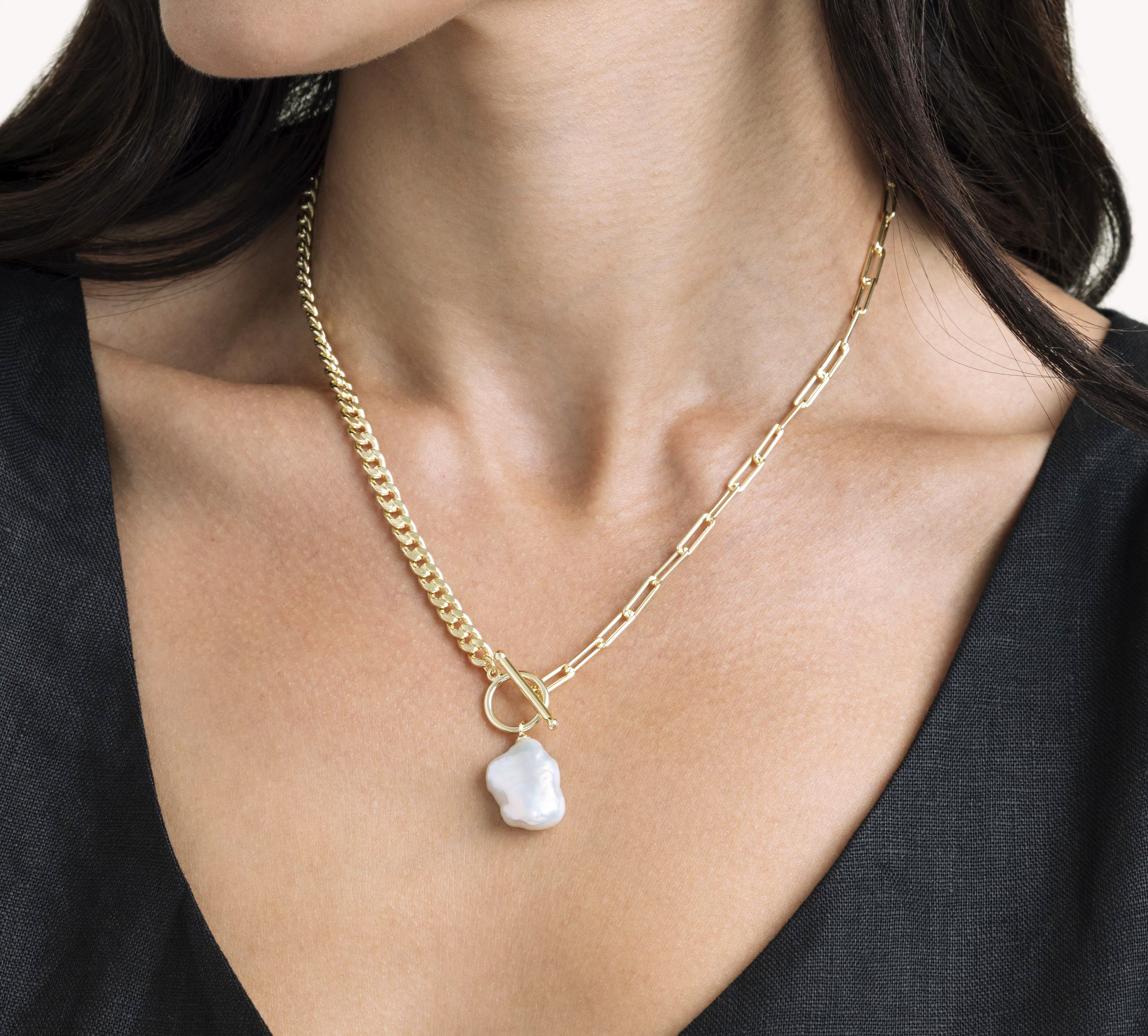 White Baroque Lenny Pearl Chain Necklace