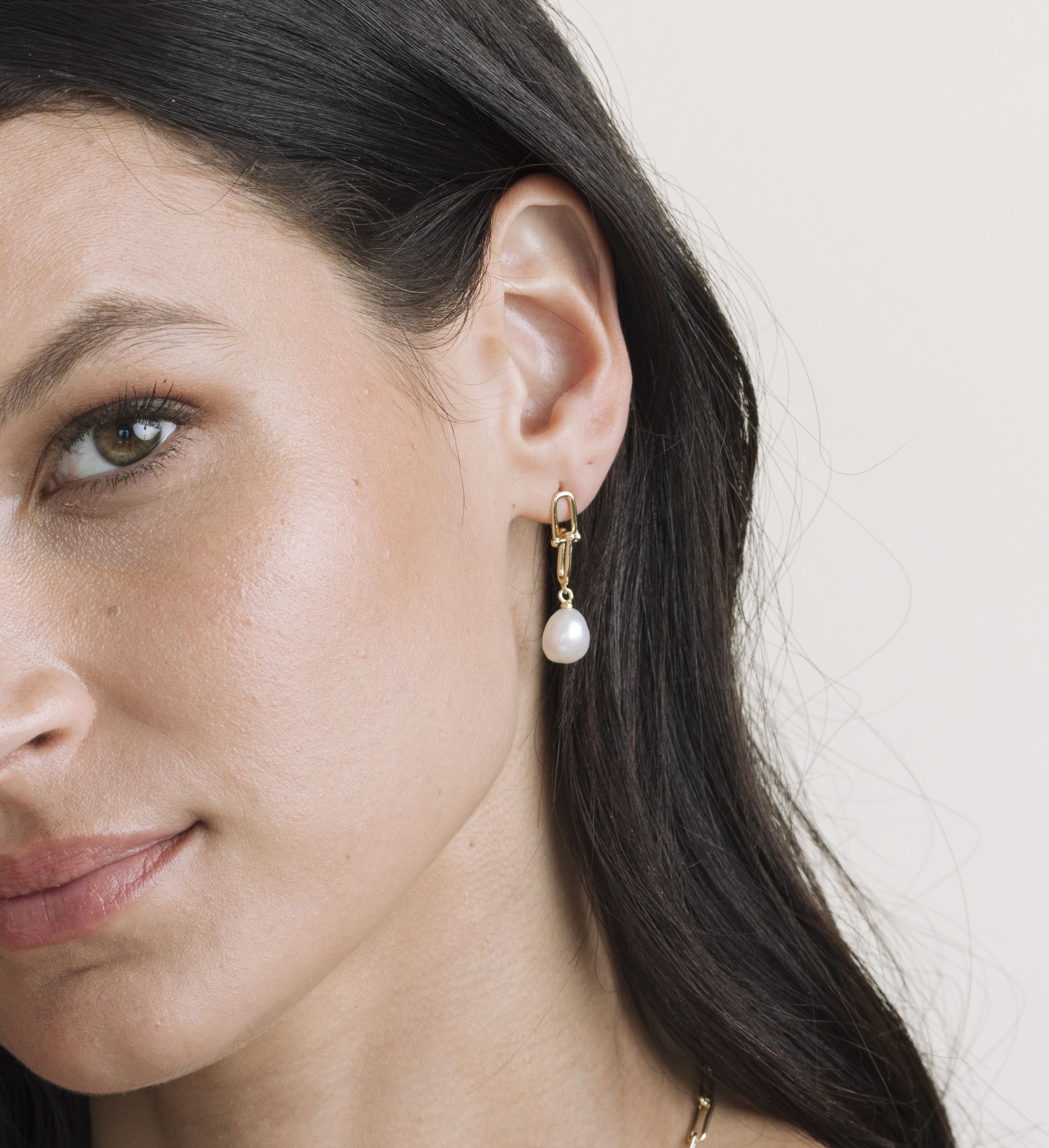 White Freshwater Baroque Pearl Kira Earrings