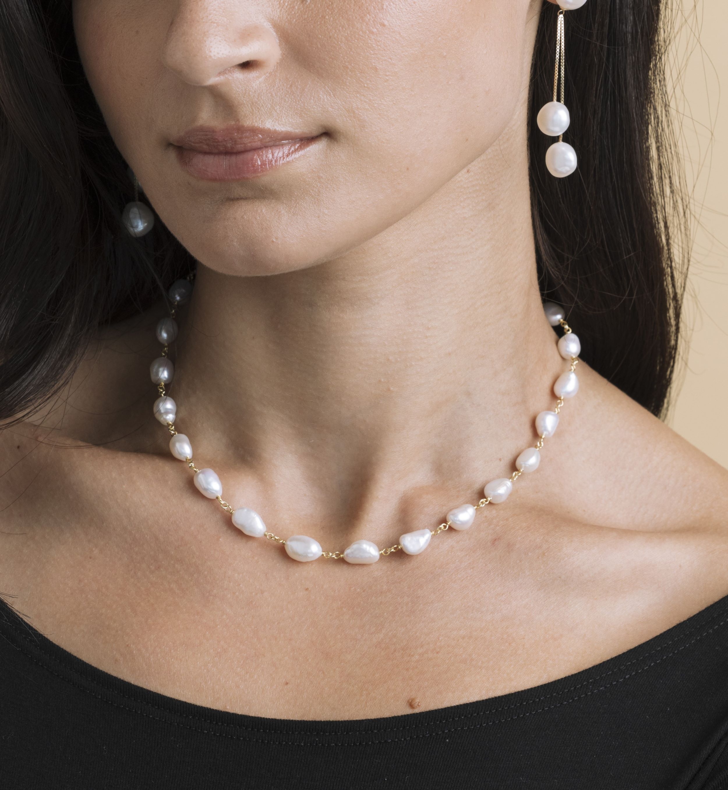 White Freshwater Baroque Pearl Gemma Necklace