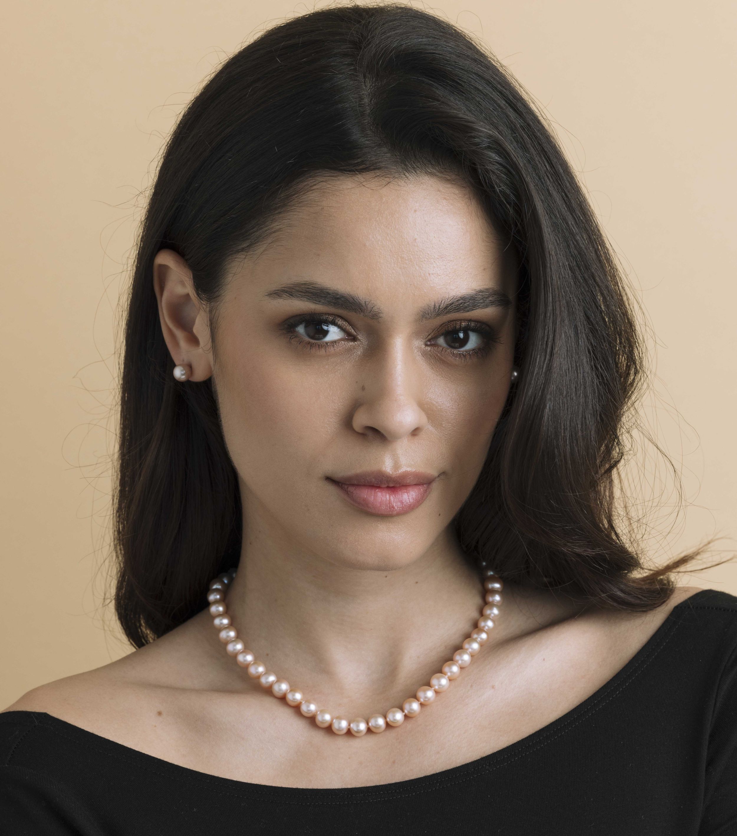 8.0-8.5mm Pink Freshwater Pearl Necklace & Earrings