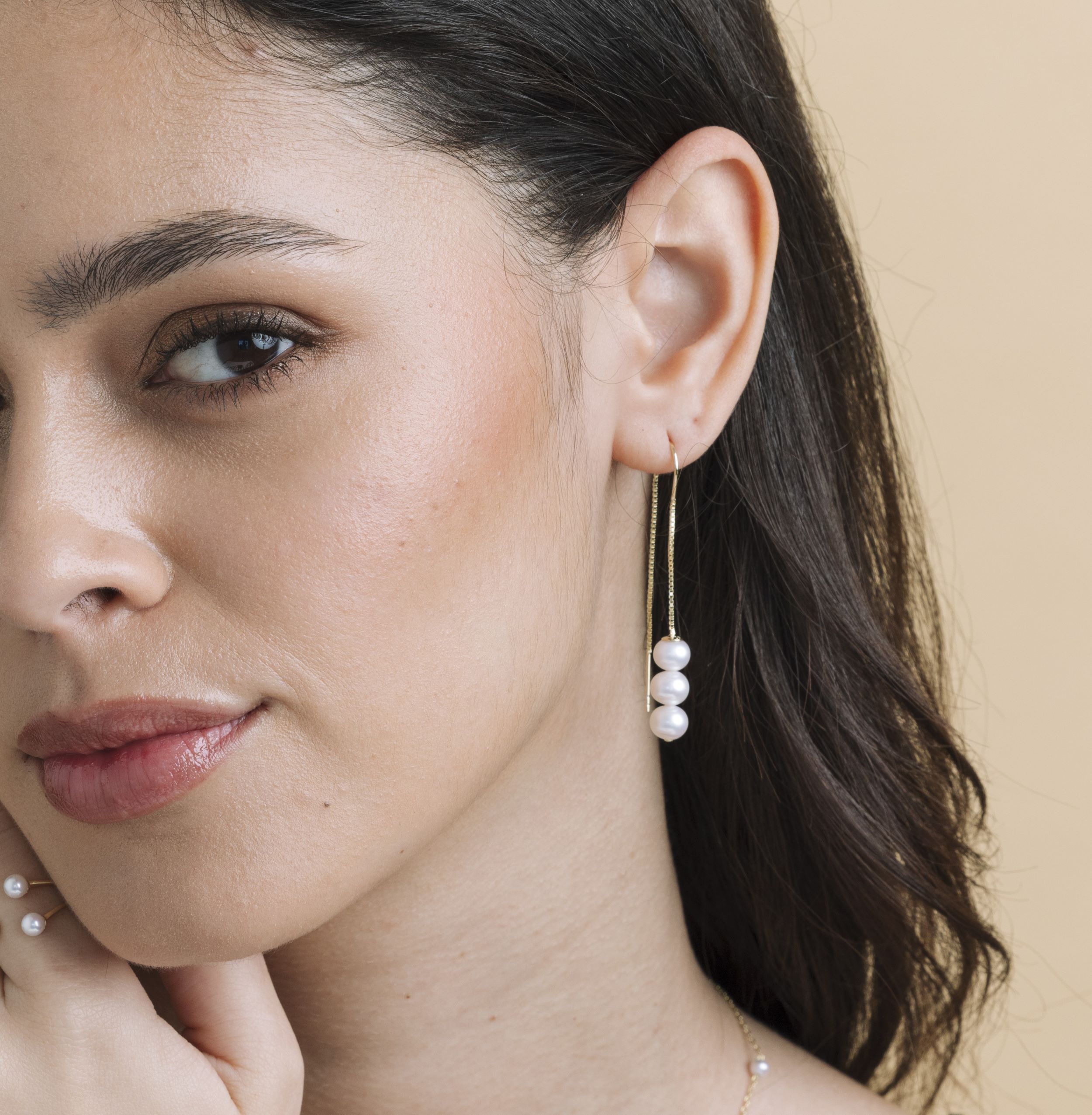 Triple White Freshwater Pearl Louise Earrings
