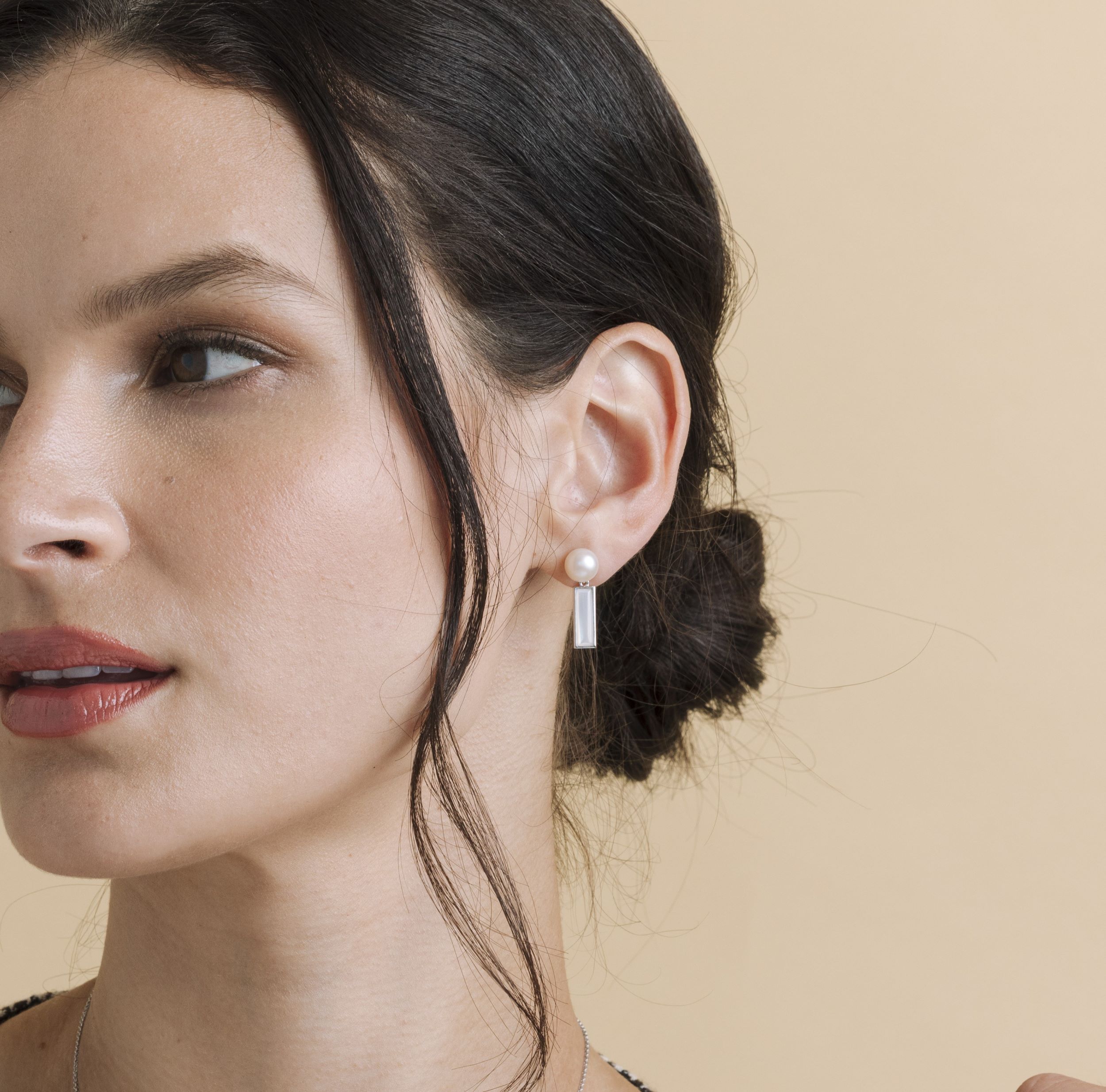 White Freshwater Mother of Pearl Kennedy Earrings