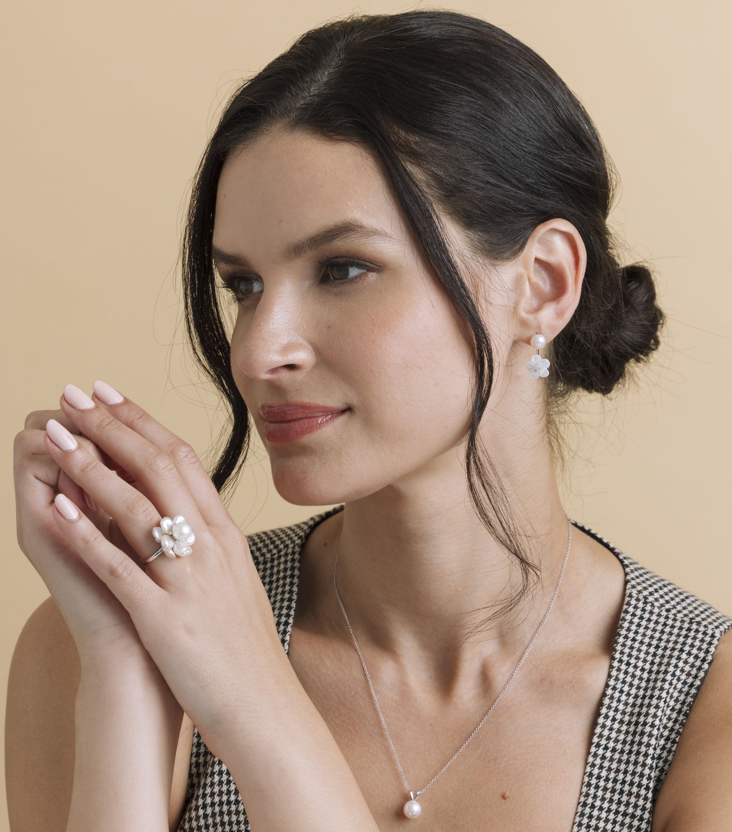White Freshwater Cultured Keshi Pearl Ring