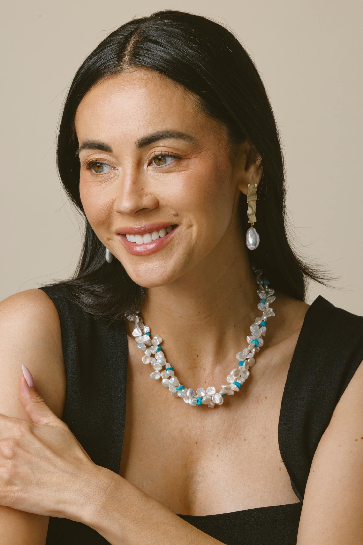 White Freshwater Baroque Pearl Reagan Earrings