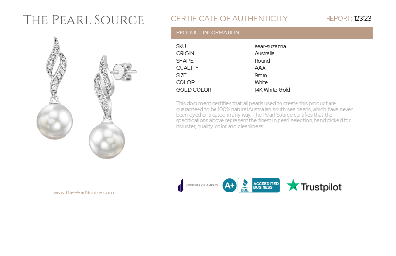 South Sea Pearl & Diamond Suzanna Earrings-Certificate