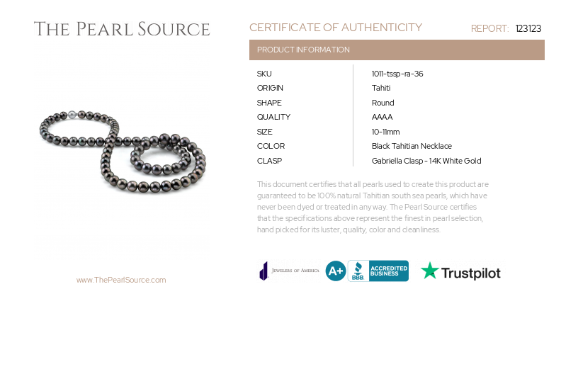 Opera Length 10-11mm Tahitian South Sea Pearl Necklace - AAAA Quality-Certificate