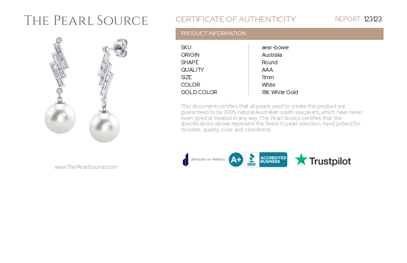 South Sea Pearl & Diamond Bowie Earrings-Certificate